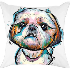 TBS krāsains suns spilvens sedz dāvanu ideja Tekstila Shih Tzu 45x45cm