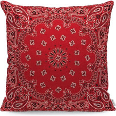 WONDERTIFY Western Paisley spilvena pārvalks Bandana ornamenti Dekoratīvie metamo spilvenu pārvalki dīvāna gultas dīvāna spilvenam sarkans balts 45x45cm