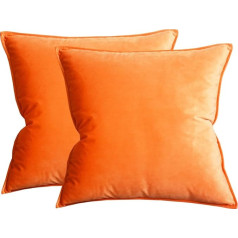 Lutanky 2 Pack Velvet Throw spilvenu pārvalki Dekoratīvie Square Throw spilvenu pārvalki Soft Flange spilvenu pārvalki dīvāna guļamistabai ar neredzamu rāvējslēdzēju (Orange, 18 x 18 collu, 2 Pack)