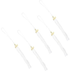 Lurrose Pack of 5 2020 Honor Dekoratīvie Tassel dekorēšana izlaiduma pusēm Izlaiduma cepure Tassel Izlaiduma cepure Tassel 2023 Izlaiduma Tassel Honor Cords Dāvanu foto Tassel piekariņš balts