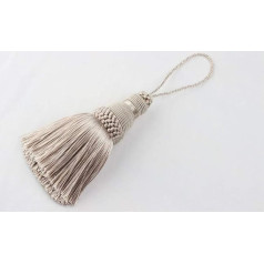 Karājas virve, zīda bārkstis bārkstis bārkstis Tassel Trim, apģērbu apdare, atslēgas bārkstis DIY dekorēšanai aizkaru aksesuāri (tumši bēšs, 2 gabali)