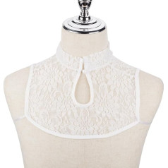 GORGECRAFT White Removable False Collar for Women Clothing Hollowed Neck Trim Floral Lace Trim Sewing Applique Edge for Women Summer Dress Suit Uniform Costume Sewing DIY