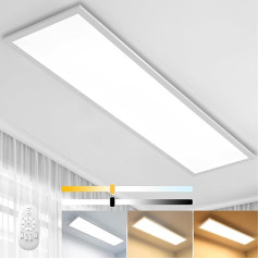 Dimmable LED-Ceiling Light Panel 100 x 25 cm ar tālvadības pulti, 28 W plakana griestu lampa ar spēcīgu gaismas spilgtumu, 2700 K - 6500 K Warm White Cool White Daylight Lamp for Office Workshop Living Room Virtuve