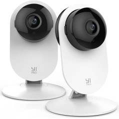 YI Pro 2K (3MP) IP kamera WiFi novērošanas kamera ar kustības noteikšanu, Push paziņojumu, nakts redzamības funkciju, iOS un Android tālruņiem, 2 gab. komplektā