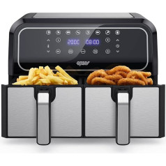 Innsky Dual Zone Hot Air Fryer, 2 Chamber No. 8 L, 8 Programmes, Double Air Fryer, Air Fryer with 2 Baskets, Deep Fryer Hot Air without Oil, Dual Cook, Synchronising Ready Technology, Shake Mode