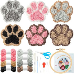 WATINC 22 gabali Craft Punch Needle Coaster Kit ar Claw Pattern DIY Craft Kit Punch Needle Set Embroidery Starter Kit for Beginners Easy Embroidery Coaster Art and Crafts Needle Coaster