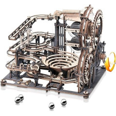 Robotime 3D Puzzle Wooden Marble Run Trackball Model Kit for Adults Mechanical Marble Run Wooden Puzzle with Acrylic Stand Wooden Kit