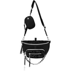 Steve Madden Sieviešu Maxima Pārsegamā jostas soma Crossbody Trainers, melna