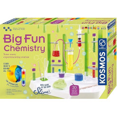 KOSMOS Big Fun Chemistry - trakas ķīmijas stacija, eksperimentu kaste, laboratorija bērniem no 8 gadiem, gļotains gļots, burbuļojoši šķidrumi, mainīgas krāsas, daudzvalodu instrukcijas (angļu valodā)