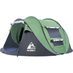 HEWOLF Pop Up Tent 2-4 Person Camping Tent with Awning Automatic Ultralight Family Tent Second Tent Sun Protection Cabana Tent for Outdoor Camping Festival Large Army Green