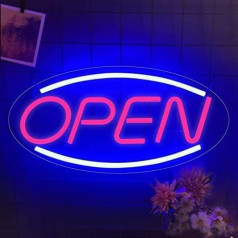 LED Open Neon Sign Light Signs - USB darbināms Open Neon Light | Open Light Reklāmas Reklāmas LED Sign Night Lights Wall Signs for Bar Restaurant Cafe Store Home Bedroom (Blue Red Open)