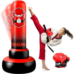 NZQXXJXZ 168 cm piepūšamais bērnu Punch Bag, izturīgs brīvi stāvošs Punch Bag ar boksa cimdiem, stāvošs Punch Bag zēniem meitenes prakse karatē, Taekwondo, MMA