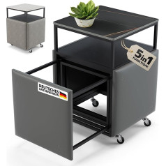 Heimtrend 5-in-1 Cube Black - 4 krēsli ar galdiņu - Riteņi [Salokāms] Space-Saving | Seat Cube Krēsli Pouf Storage Space - Dzīvojamā istaba Ēdamistaba Guļamistaba - Izvēlies krēslu tagad