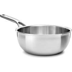 KitchenAid MultiPly 3PLY nerūsējošā tērauda panna bez PFAS, 20 cm / 2,36 L, trīskārša, Multiclad, indukcijas, piemērota lietošanai cepeškrāsnī līdz 220 °C, mazgājama trauku mazgājamā mašīnā, sudraba krāsā