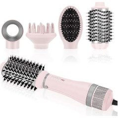 Parwin Pro Beauty 4-in-1 matu žāvētājs, karstā gaisa suku komplekts, matu žāvētāja birste ar 4 piestiprinājumiem matu žāvēšanai, iztaisnošanai, apjomam un veidošanai, jonu aprūpe, 1000 vatu, rozā krāsā