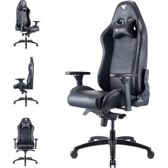 Com4Gaming Argon 2023 Onyx krēsls, spēļu krēsls ar elpojošu PU ādu, mākslīgā āda, Onyx Black, 165-195 cm