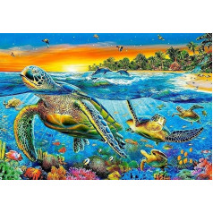 Tamseen 5D Diamond Painting Set Turtle, Diamond Painting Accessories Kits Fish, Full Drill Round Full Drill Crystal Rhinestone Embroidery Cross Stitch Arts Craft for Home Wall Decor 30 x 40 cm