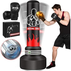 Boksa somas Punch Bag Stand pieaugušo 70 collu Upgraded Self piepūšamās Heavy ar boksa cimdiem un iebūvētu gaisa sūkni, stāvēt kikboksa somas apmācībai MMA Muay Thai Fitness iesācējiem