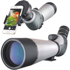 Landove Waterproof Spotting Scope 20-60 x 80 mm, High Power with Tripod & Digiscoping Adapter, Shockproof, Anti-Fog, BAK4 Porro Prism, Fully Multi-Coated Look (Silver)