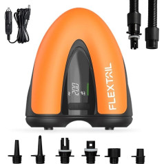 FLEXTAILGEAR Evo Sup Pump Lite, 20 PSI elektriskais SUP gaisa sūknis, augsta spiediena, 12 V līdzstrāvas, automātiskā izslēgšanās, divpakāpju gaisa uzpildes un automātiskās izslēgšanās sistēma, kas paredzēta airbordam, spārnu plīvuriem u