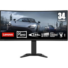 Lenovo G34w-30 | 34-дюймовый игровой монитор QHD | 3440x1440 | 165 Гц | 350 нит | 0,5 мс время отклика | HDMI | DisplayPort | AMD FreeSync | Встроенный динамик | Регулируемый по вы