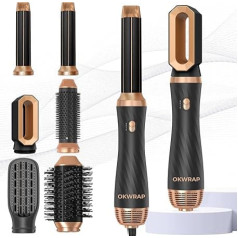 OKWRAP Airstyler matu veidošanas komplekts 6 in 1 ar apaļo matu suku fēnu, siltā gaisa suku, termisko suku, gaisa plūsmas lokšķēru, automātisko matu fēnu, matu fēnu apjomam, matu veidošanas sukas visiem matu tipiem