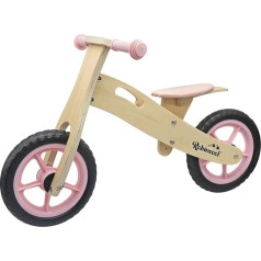 ROBINCOOL Montessori Little Pilot velosipēds bez pedāļiem 85 x 37 x 52 cm, kas uzlabo līdzsvaru un koordināciju, izgatavots no videi draudzīga koka, rozā krāsā