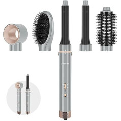 5-in-1 MaxAIR Styler, PARWIN PRO BEAUTY matu žāvētājs, karstā gaisa suku komplekts, gaisa matu stila veidotājs ar 110 000 apgriezienu minūtē ātrgaitas motoru, matu veidotājs žāvēšanai, iztaisnošanai, apjomam, cirtām, jonu kopšanai (pelēk