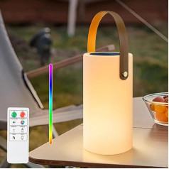 GGOOO Saules galda lampa āra galda lampa ar tālvadības pulti, dimmable Warm White and RGB LED Table Lamp Wireless, Portable Rechargeable Solar Lamps for Garden Decorations Patio Camping