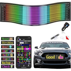 JDVOOTD Elastīgs LED rezultātu tablo, 37 x 9,2 cm LED nosaukuma plāksne, programmējams, Bluetooth Smart App LED RGB panelis spēļu telpām, ballītēm, reklāmas stendiem, automašīnām, kravas automašīnām, bāriem, dāvanām