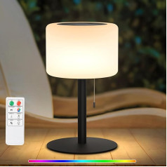 NiceBuy Saules galda lampa āra LED galda lampa ar akumulatoru un USB uzlādējama ar tālvadības pulti Galda lampa bezvadu dimmable RGB 8 krāsas Ūdensizturīgs IP44 kempingam dārzā ārā (Black B)