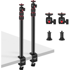 NEEWER 2 x regulējams kameras galda statīva gaismas statīvs ar 1/4 collu lodveida galvu, skavas statīvs ar 1/4 collu adapteri un C-veida skavu DSLR kamerai, gredzenveida gaismai, tiešraidei, regulējams, 43-102 cm, maks.