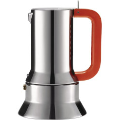 Alessi 9090 Manico Forato 9090/6 100 - dizaina espresso kafijas automāts 6 tasītēm, izgatavots no 18/10 nerūsējošā tērauda ar magnētisko pamatni, perforētu un krāsainu rokturi, oranžs