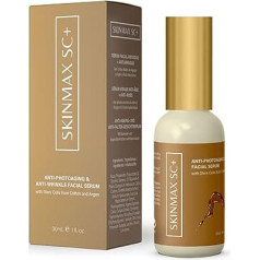 SKINMAX SC+ | Foto-novecošanās sejas serums | Atjaunojošs un aizsargājošs serums ar argana cilmes šūnām, arābu kokvilnu | Āzijas centella hialuronskābe | Antioksidants nomierinošs | Diena Nakts | 30 ml