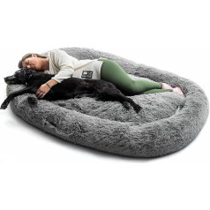 InnovaGoods Cloft Dog Bed, didelė lova šunims, poliesterio audinys, antistresinė lova šunims, maksimalus atsipalaidavimas ir poilsis, lova šunims su nuimamu ir skalbiamu užvalkalu, pilka