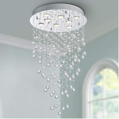 Bestier Modern Crystal Raindrop lustra Apgaismojums Flush-Mounted LED griestu gaisma Piekaramais apgaismojums ēdamistabai Vannas istaba Nepieciešamas 8 GU10 LED spuldzes Diametrs 50 cm Augstums 86 cm