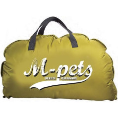 M-PETS Bilbao pārnēsājama mīksta suņu būda ar mīkstu plīša oderi, dzeltena ar logotipu, 60 x 40 cm