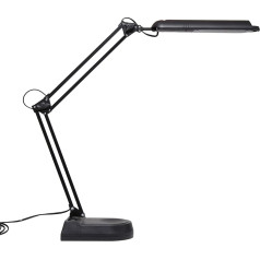 Maul LED Tischleuchte MAULatlantic, LED Lampe mit Standfuß, 6500 K, Arm Metall, Tischlampe für Schreibtisch, Büro, Werkstatt, Homeoffice, GS-Zeichen, flexibel dreh- und negbar, 860 Lumen, Schwarz