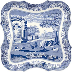 Spode Blue Italian Devonia Tray | Servēšanas trauks | Porcelāns | Plakana bļoda salātiem, makaroniem un augļiem | Mērītājs 14