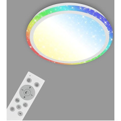 Briloner Leuchten LED griestu gaisma ar zvaigžņu rotājumu, ar iespēju regulēt apgaismojumu, tālvadības pults, krāsu temperatūras regulēšana, nakts gaismas funkcija, griestu gaisma 24 W, 1800 lūmenu, metāls, balta, diametrs 41 cm