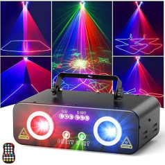 Ehaho LED RGB animācijas DJ Party Light stroboskopa Disco Light Party Light ar tālvadības pulti un DMX 512 Mūzikas vadāmā Disco Double Projector Lights Party Light for Party Bar Night Club Live Show