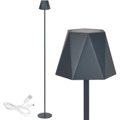 Clauss 10015 LED stāvlampa ar akumulatoru USB uzlādējama bezvadu ar reostatslēgu Metāla lampa iekštelpām un ārpus telpām IP54 pelēka