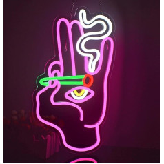 Looklight Hand Eye Neon Sign Pink White LED Neon Signs for Wall Decoration Hamsa Neon Sign USB Eye Neon Light Signs for Bedroom Playroom Home Bar Pub Cafes Party Gift