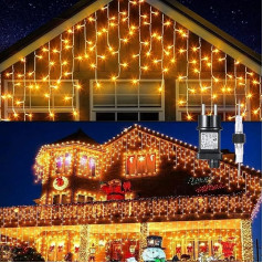 GlobaLink 800 LED Lichterkette Eisregen, 20M Lichtervorhang Außen mit 160 Tropfen erweiterbar mit Timer Regenlichterkette Eiszapfen Lichterkette für Dach Balkon Weihnachten Party - Warmweiß