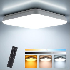 LEOEU dimmējams LED griestu apgaismojums ar tālvadības pulti, 24 W, 2400 lm, regulējama gaismas krāsa un spilgtums, IP54 ūdensizturīgs dzīvojamās istabas apgaismojums, griestu gaisma guļamistabai, vannas istabai, bērnu istabai, virtuvei, biroja