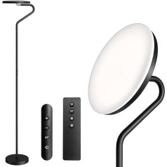 BBHome 36 W LED dimmējams griestu prožektors, 3850 lm, moderna grīdas lampa ar tālvadības pulti, 3000 K - 6500 K, nepārtraukti dimmējama grīdas lampa guļamistabai, birojam, stāvlampa, viesistabai, melna