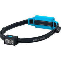 Ledlenser NEO5R LED lukturis skriešanai, galvas lukturis ar 600 lūmeniem, skriešanas lukturis ar uzlādējamu akumulatoru, ar sarkanu aizmugurējo gaismu, atstarojošu galvas lentu, krūšu siksnu, grozāmu lukturu galvu, melns/zils