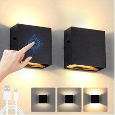 SURPALIG LED akumulatora sienas lampa Touch Control Battery Wall Light Indoor 4000 mAh Dimmable Night Light Pack of 2 Touch Control Wireless Wall Lights for Bedroom Living Room Staircase Hallway