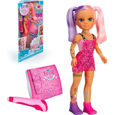 Nancy - Every Day One Tattoo Doll with Temporary Waterproof Sticker Tattoos for Playing, up to 365 Sticker Tattoos, Dolls Toy for Girls and Boys from 3 Years, Famosa (700017335)