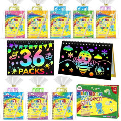 ZMLM 36 grāmatas skrāpējumiem attēli bērniem ballīšu maisiņi Magic Scratch Book Rainbow Scratch Paper zīmēšanai un amatniecībai dzimšanas dienas ballītei DIY dekorēšana Zēni Meitenes Bērnu dzimšanas dienas svinību dāvanas